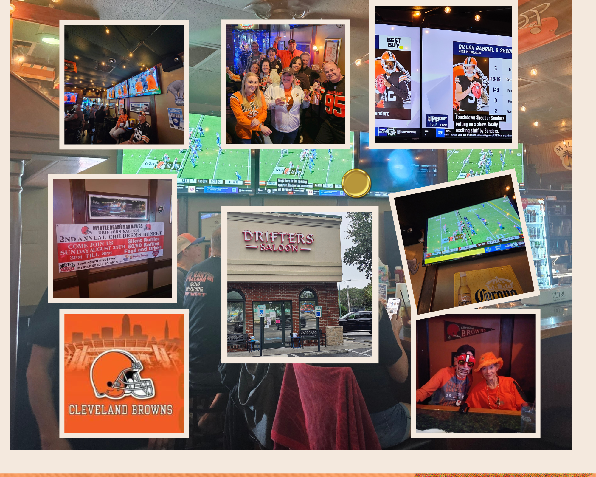 image shows collage of photos from Myrtle Beach Mad Dawgs Browns Backers